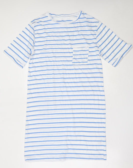 Dunnes Stores Womens White Striped Cotton Top Dress Size M