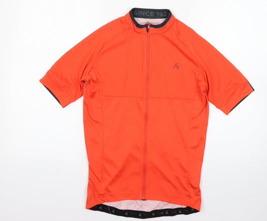 FWE Mens Orange  Polyester Basic T-Shirt Size S Round Neck  - Full Zip