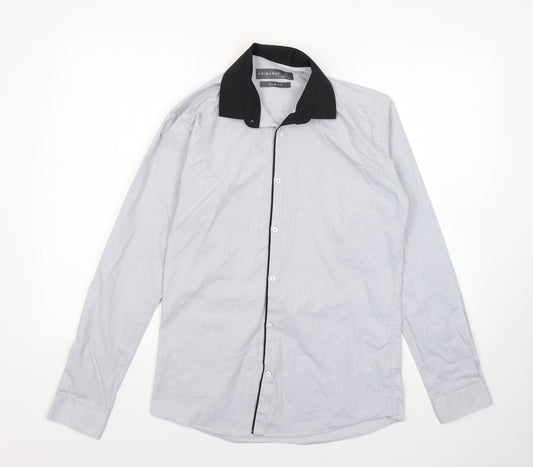 Primark Mens Grey  Polyester  Dress Shirt Size 14.5 Collared