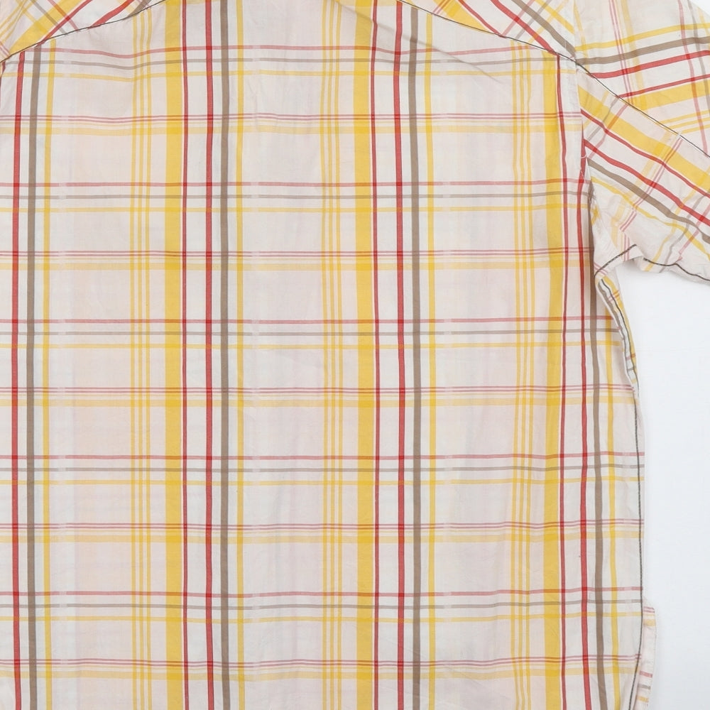 Mish Mash Mens Yellow Check Cotton  Button-Up Size L Collared Button
