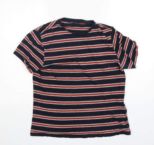 George Mens Multicoloured Striped Cotton  Pyjama Top Size M