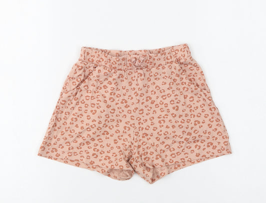 H&M Girls Beige Animal Print Cotton Sweat Shorts Size 6-7 Years  Regular Drawstring