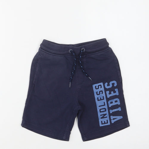 George Boys Blue  Cotton Sweat Shorts Size 6-7 Years  Regular Drawstring - Vibes