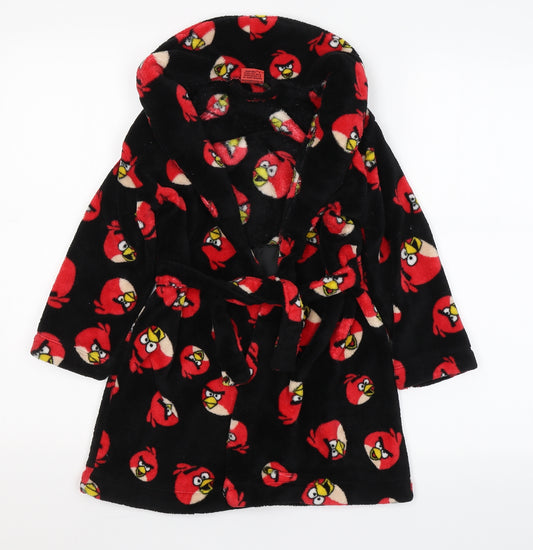 George Boys Black Solid Polyester  Robe Size 5-6 Years  Tie - Angry Birds