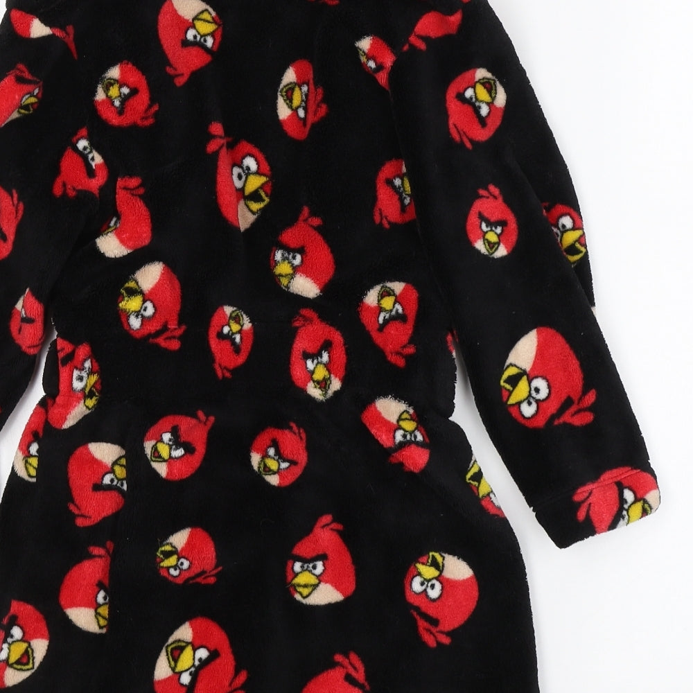 George Boys Black Solid Polyester  Robe Size 5-6 Years  Tie - Angry Birds