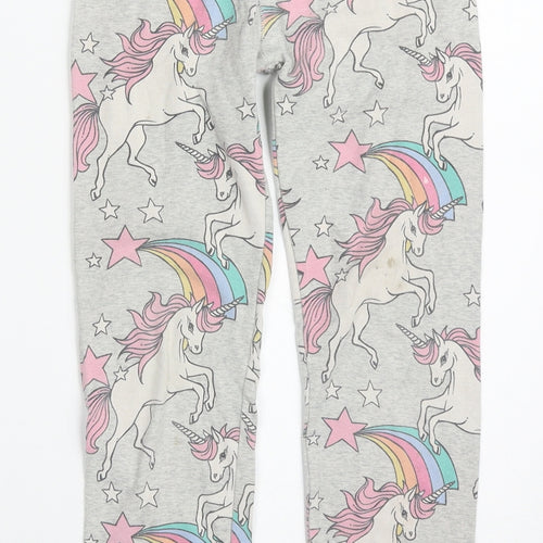 NEXT Girls Grey  Cotton Sweatpants Trousers Size 9 Years  Regular  - Unicorn Pyjama Pants