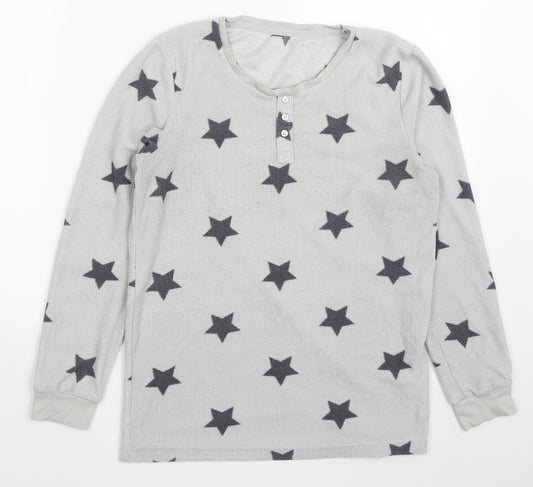 Dunnes Womens Grey Solid Polyester Top Pyjama Top Size S   - Stars