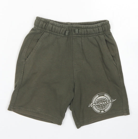 George Boys Green  Cotton Sweat Shorts Size 5-6 Years  Regular Drawstring