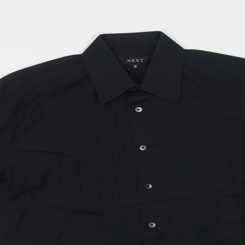 NEXT Mens Black  Cotton  Dress Shirt Size M Collared Button
