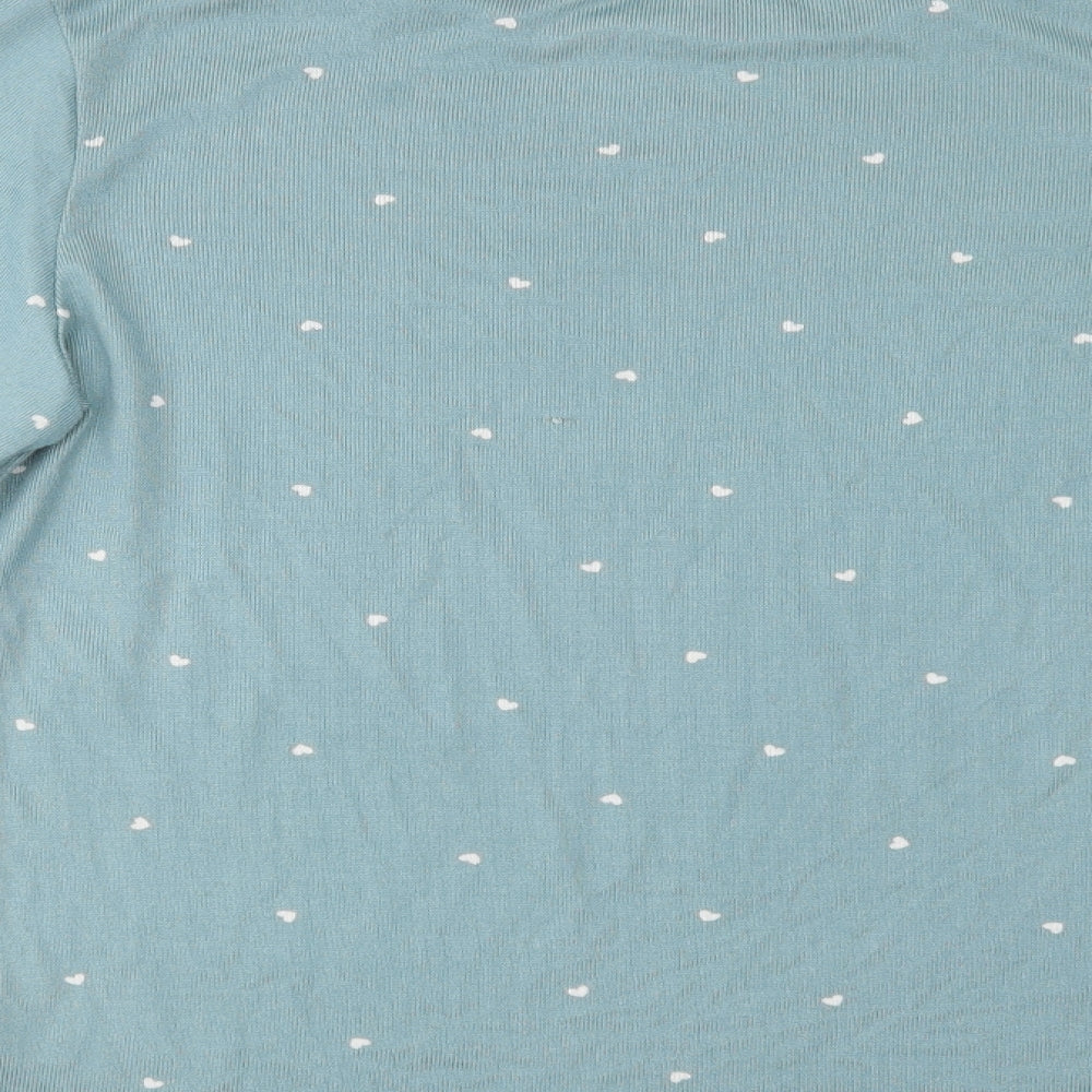 Primark Womens Green Geometric Polyester Top Pyjama Top Size 12   - Heart Print