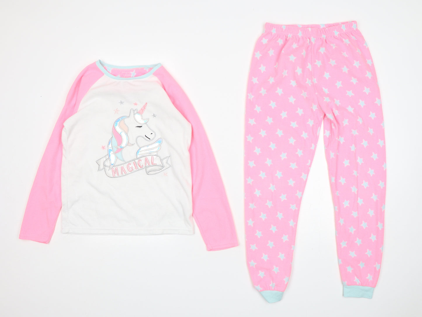 Primark Girls Multicoloured  Polyester  Pyjama Set Size 10-11 Years   - Unicorn