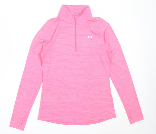 Under armour Womens Pink  Polyester Pullover Casual Size S Henley