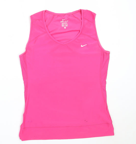 Nike Womens Pink  Polyester Basic Tank Size M V-Neck