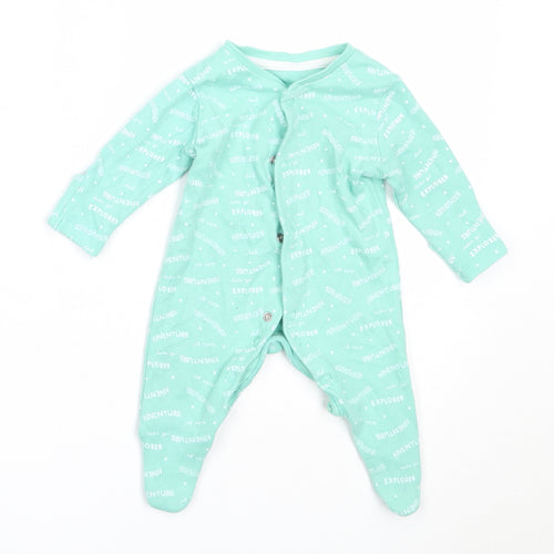 Primark Boys Green  Cotton Babygrow One-Piece Size Newborn