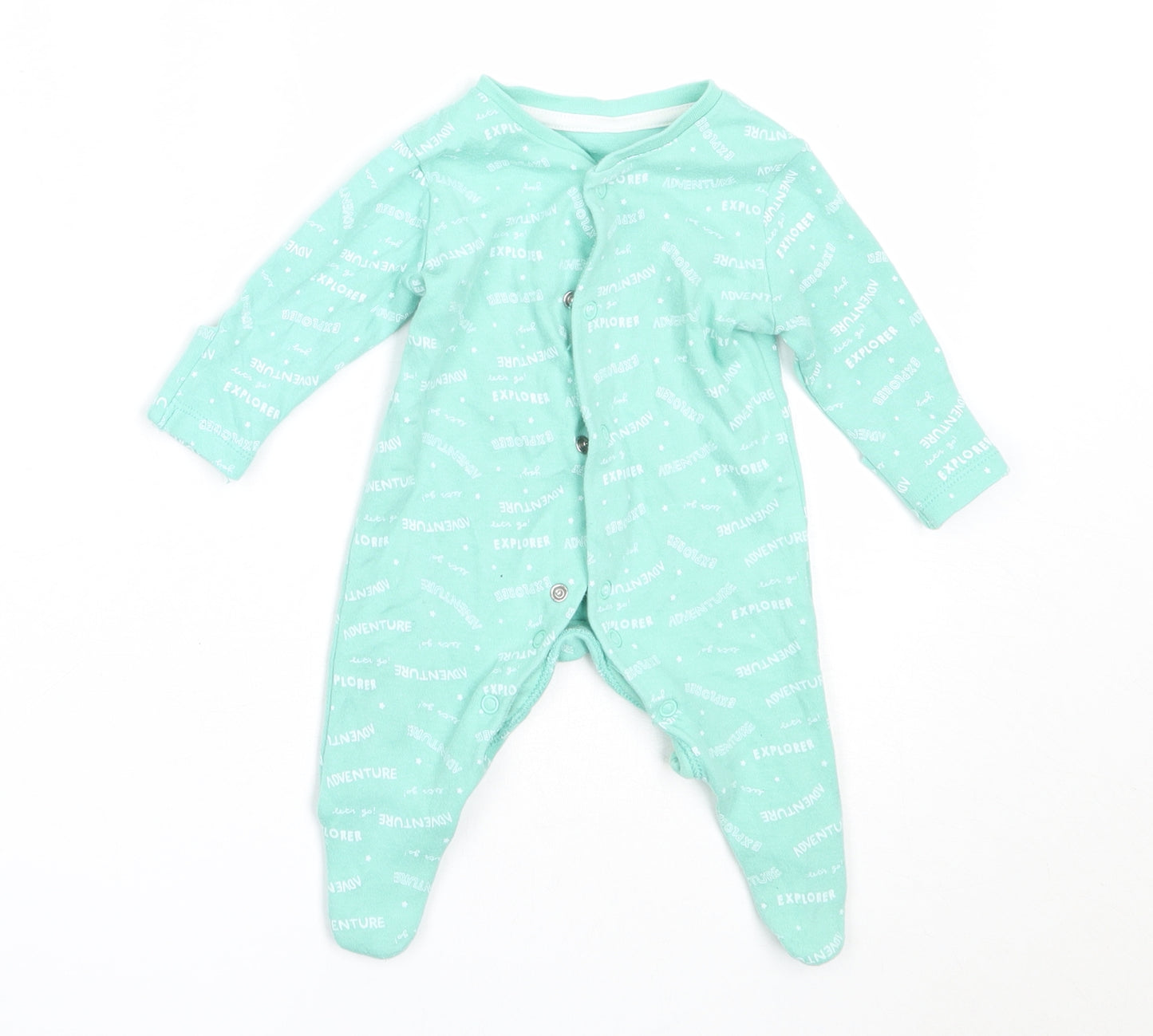 Primark Boys Green  Cotton Babygrow One-Piece Size Newborn