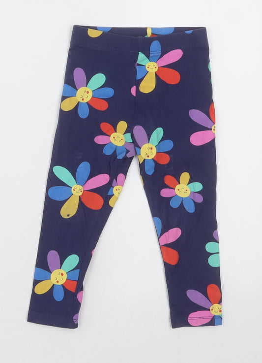 NEXT Girls Purple Floral Cotton Capri Trousers Size 2-3 Years  Regular