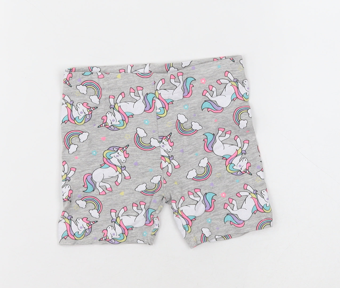 pep&co Girls Grey Geometric Cotton Bermuda Shorts Size 2-3 Years  Regular  - unicorn print