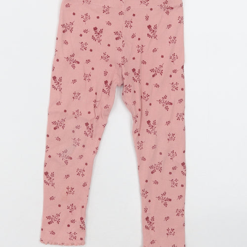 George Girls Pink Geometric Cotton Capri Trousers Size 2-3 Years  Regular