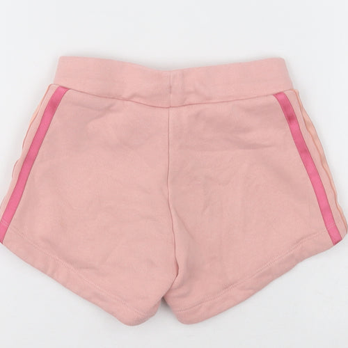adidas Girls Pink Striped Cotton Sweat Shorts Size 5-6 Years  Regular Tie