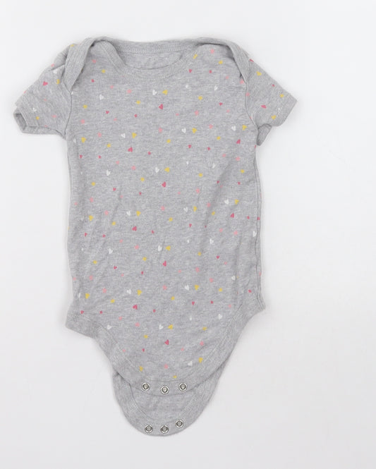 Matalan Girls Grey Polka Dot Cotton Babygrow One-Piece Size 18-24 Months  Button - Heart pattern