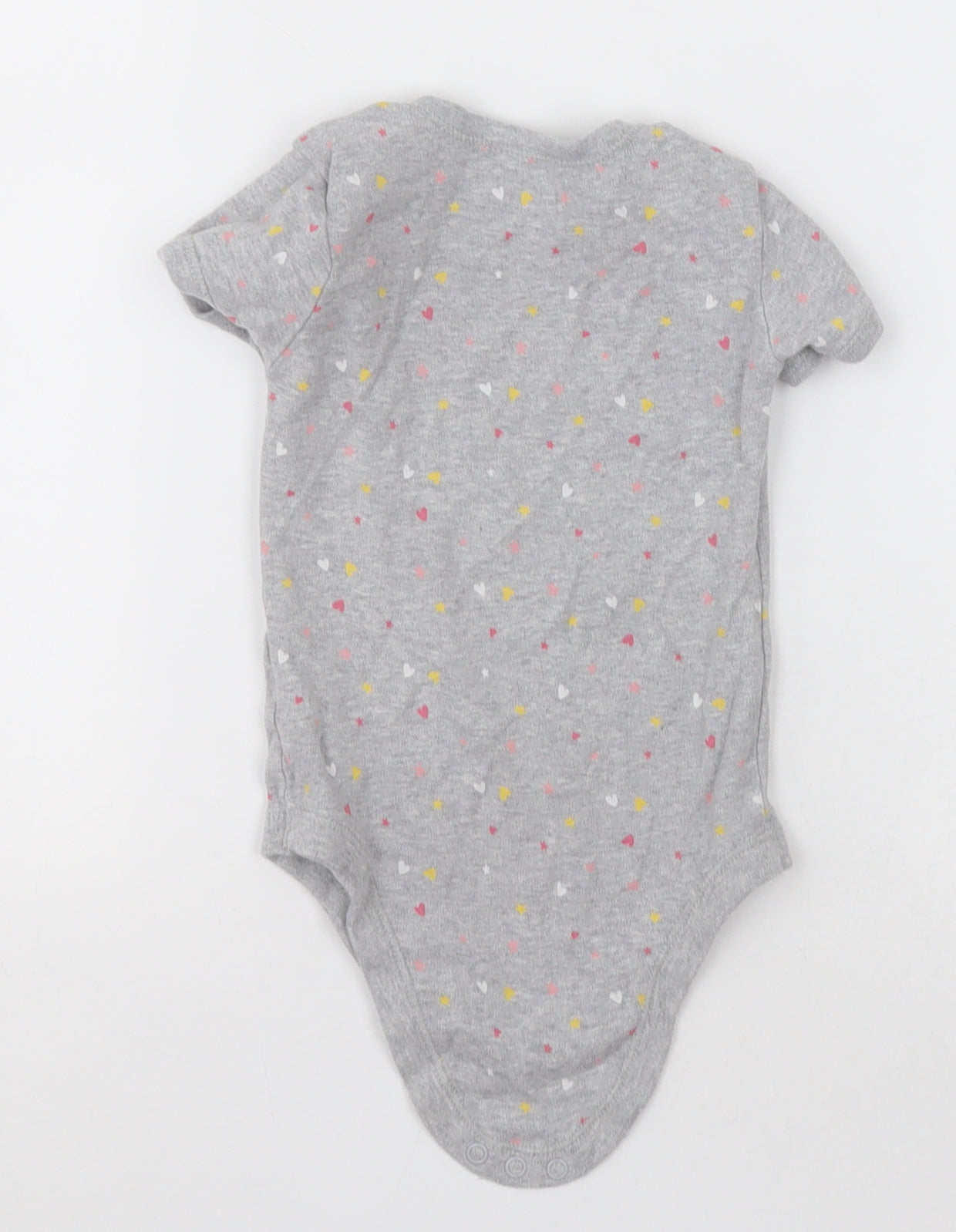 Matalan Girls Grey Polka Dot Cotton Babygrow One-Piece Size 18-24 Months  Button - Heart pattern