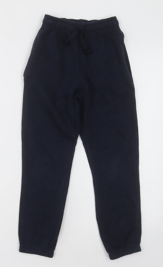 Marks and Spencer Boys Blue  Cotton Jogger Trousers Size 7-8 Years  Regular Tie