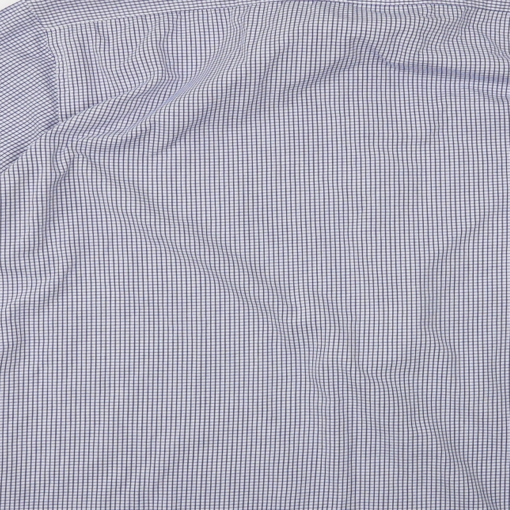 Taylor & Wright Mens Blue Striped Polyester  Dress Shirt Size 17 Collared Button