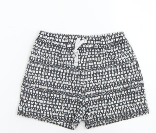George Girls Black Geometric Cotton Sweat Shorts Size 5-6 Years  Regular