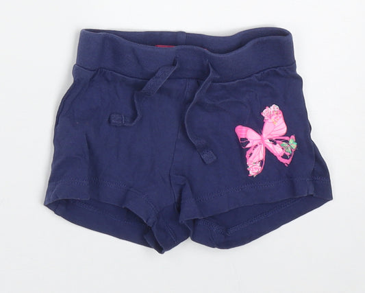 Young Dimension Girls Blue  Cotton Sweat Shorts Size 2-3 Years  Regular Drawstring - Butterfly