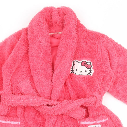 Marks and Spencer Girls Pink Solid 100% Polyester  Robe Size 2-3 Years  Tie - Hello Kitty