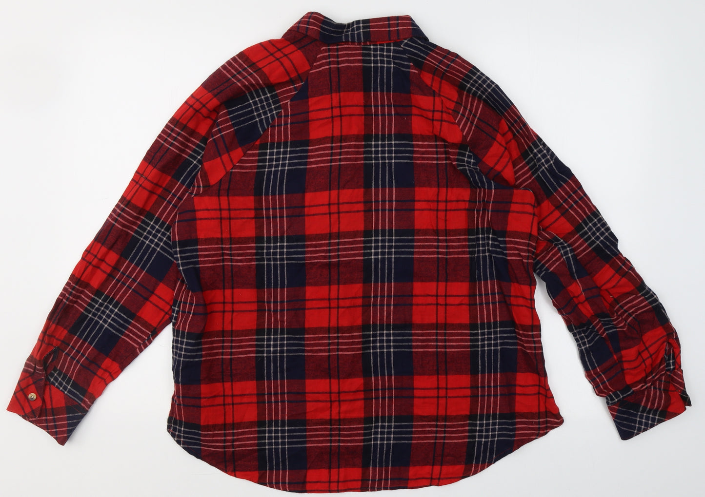 Primark Womens Red Check Cotton Top Pyjama Top Size 14  Button