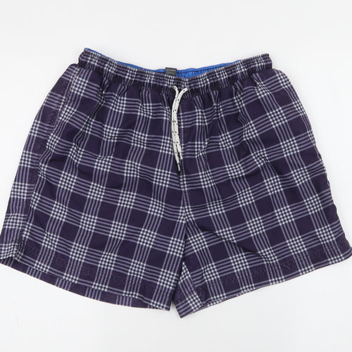 TU Mens Blue Striped Polyester Athletic Shorts Size M  Regular Drawstring - swim shorts