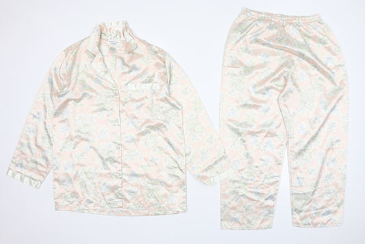 Amanda Steward Womens Pink Floral Polyester Top Pyjama Set Size XS  Button