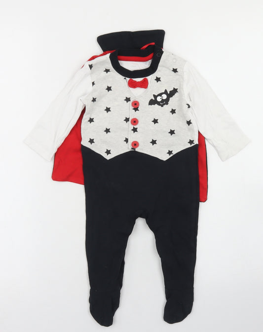 George Boys Black Spotted Cotton Babygrow One-Piece Size 3-6 Months  Snap - With Cape, Dracula