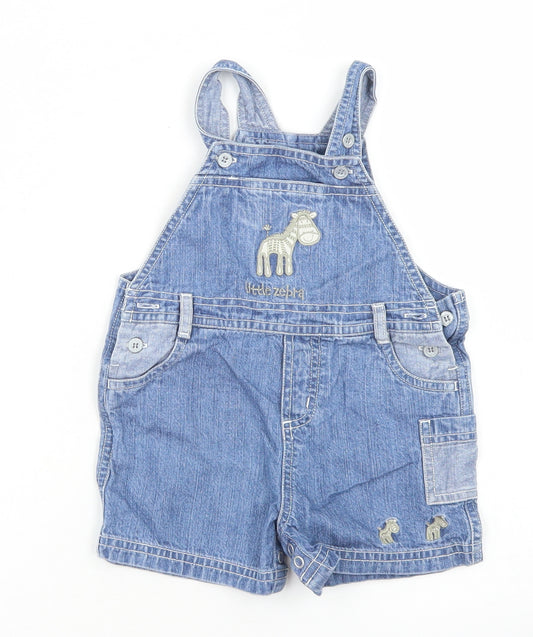 NEXT Boys Blue  Cotton Dungaree One-Piece Size Newborn  Snap - Little Zebra