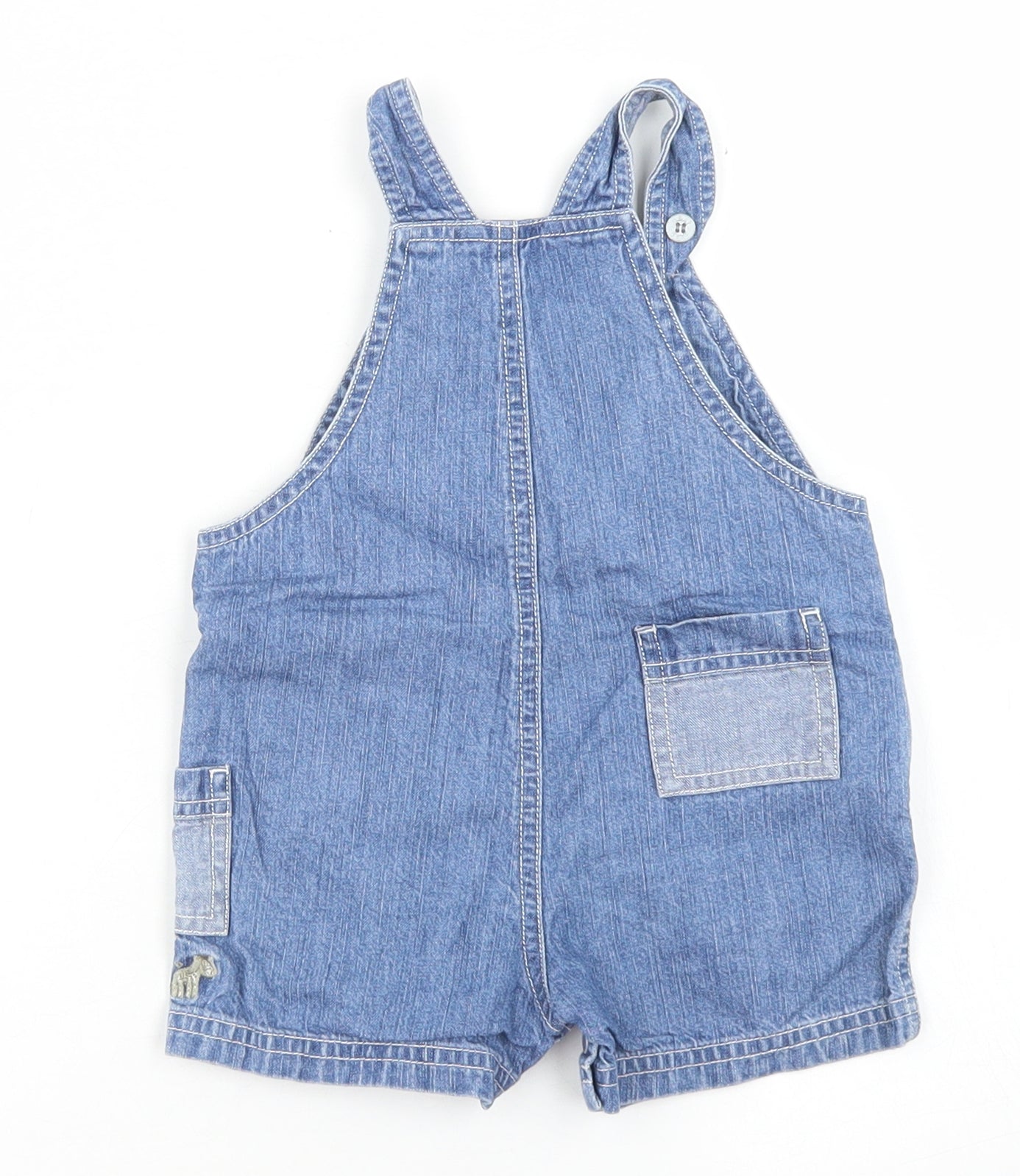 NEXT Boys Blue  Cotton Dungaree One-Piece Size Newborn  Snap - Little Zebra