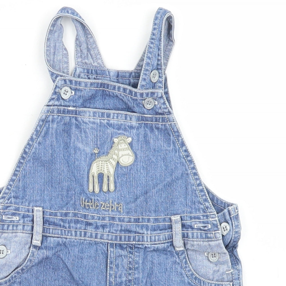 NEXT Boys Blue  Cotton Dungaree One-Piece Size Newborn  Snap - Little Zebra