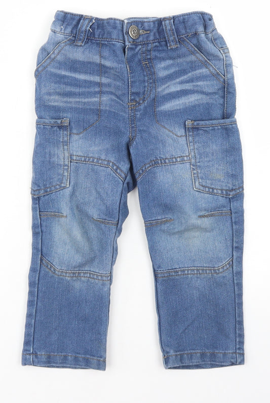 F&F Boys Blue  Cotton Straight Jeans Size 2-3 Years  Regular Button