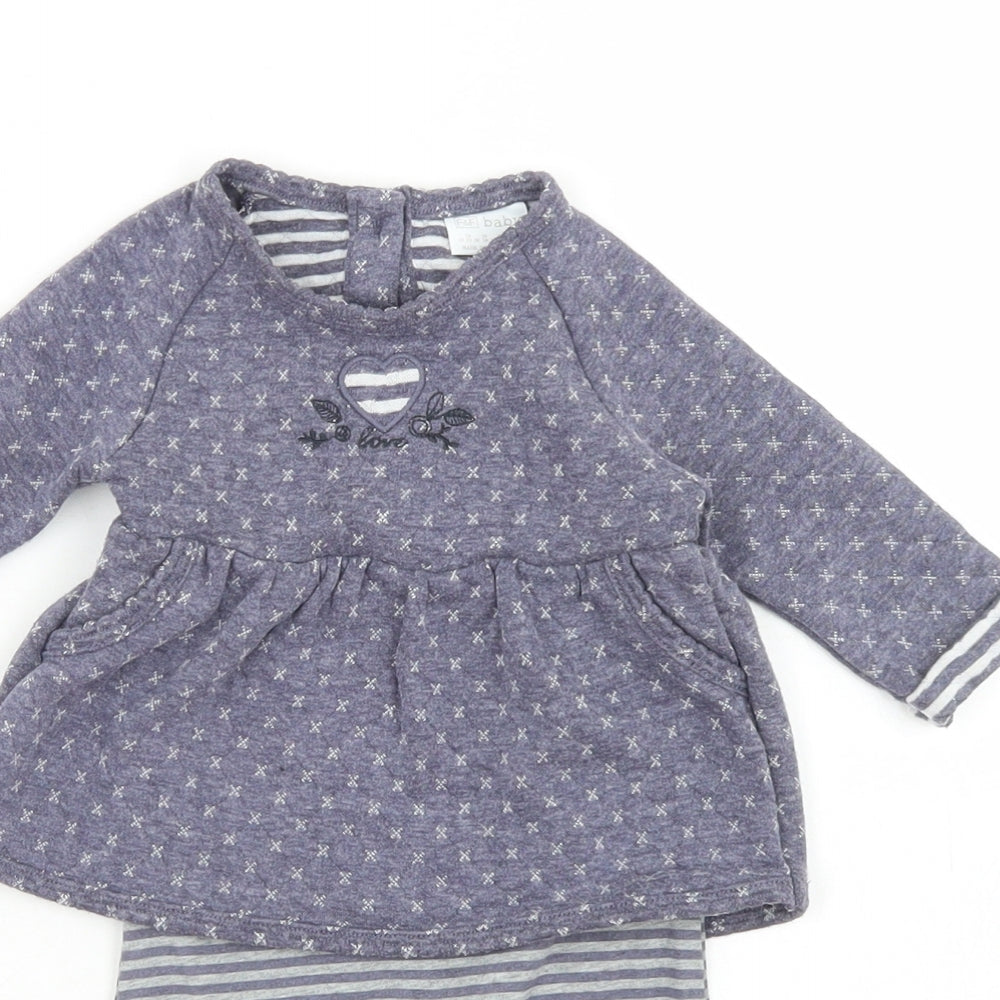F&F Girls Blue  Polyester Babygrow One-Piece Size 0-3 Months  Snap - Dress overlay