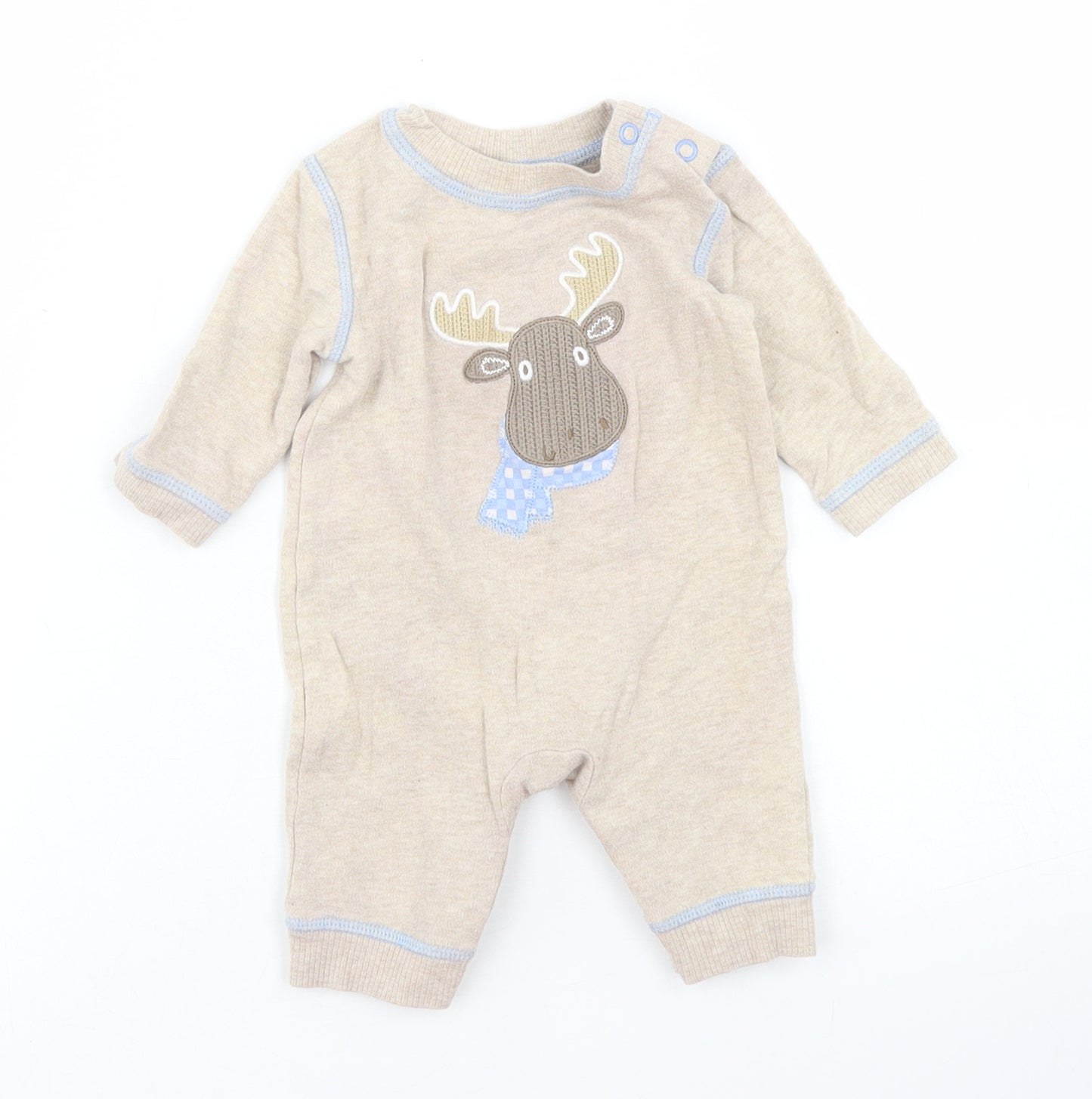 George Boys Brown  Cotton Romper One-Piece Size Newborn  Snap - Moose