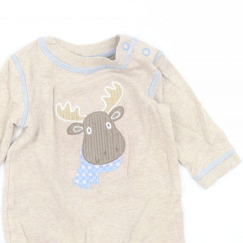 George Boys Brown  Cotton Romper One-Piece Size Newborn  Snap - Moose