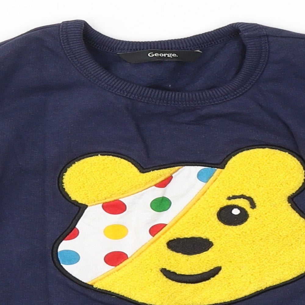 George Boys Blue Round Neck  Cotton Pullover Jumper Size 2 Years   - Pudsey
