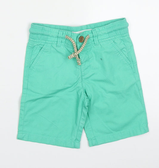 Marks and Spencer Boys Green  Cotton Bermuda Shorts Size 2-3 Years  Regular Buckle