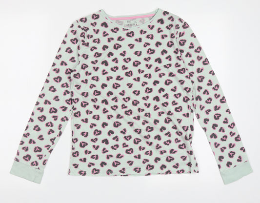 F&F Girls Green Animal Print Cotton Cami Pyjama Top Size 12-13 Years  Pullover