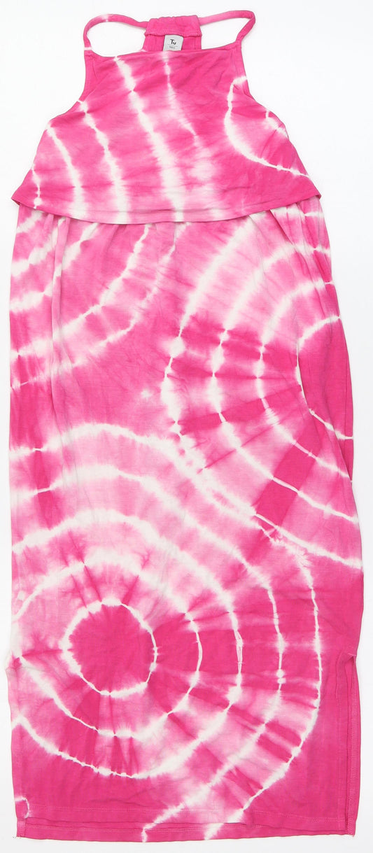 TU Girls Pink Tie Dye Viscose A-Line  Size 8 Years  Square Neck