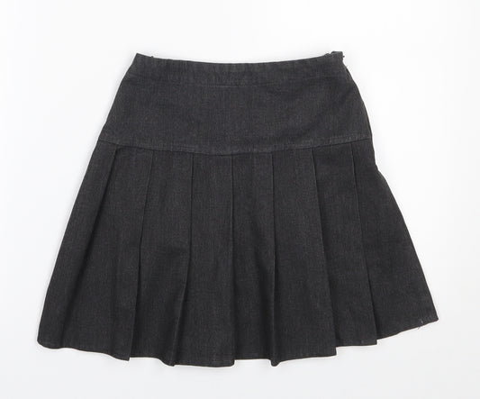 Next School Girls Grey  Polyester Pleated Skirt Size 8 Years  Regular Zip