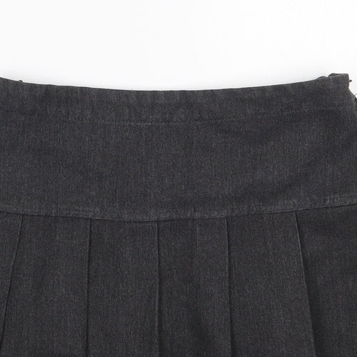 Next School Girls Grey  Polyester Pleated Skirt Size 8 Years  Regular Zip
