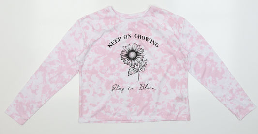 Dunnes Stores Girls Pink Spotted Polyester Top Pyjama Top Size 11-12 Years   - Keep on growing. Stay in bloom