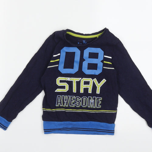 TU Boys Blue  Cotton  Pyjama Top Size 5-6 Years  Pullover - Stay Awesome