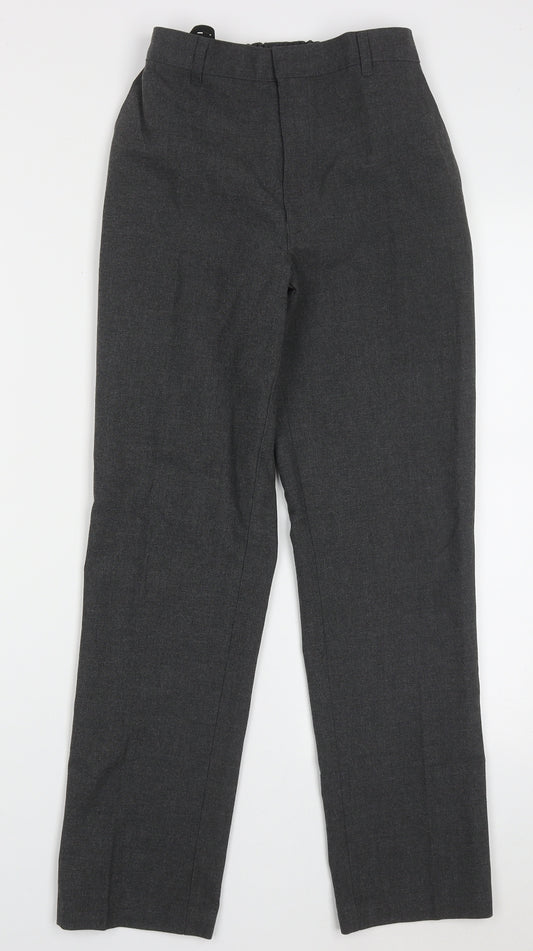Marks and Spencer Boys Grey  Polyester Capri Trousers Size 12-13 Years  Regular Hook & Eye - school Wear